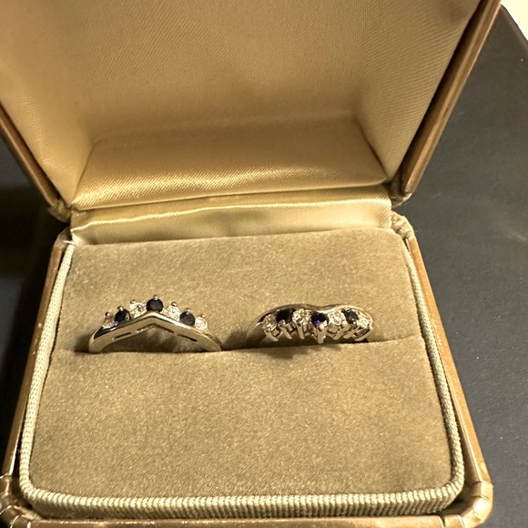 COPY - Set of 2 simulated sapphire/diamond rings with one solitaire cz ring. - Picture 3 of 7